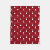 Dachshund Silhouettes Pattern Red en White Fleece Deken (Voorkant)