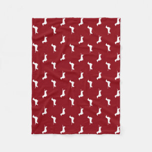 Dachshund Silhouettes Pattern Red en White Fleece Deken