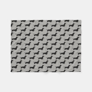 Dachshund Silhouettes Pattern   Wiener Hondenliefh Fleece Deken