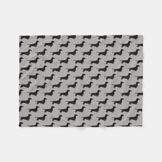 Dachshund Silhouettes Pattern | Wiener Hondenliefh Fleece Deken (Voorkant (Horizontaal))