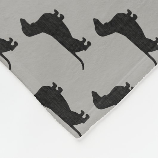 Dachshund Silhouettes Pattern | Wiener Hondenliefh Fleece Deken (Hoek)
