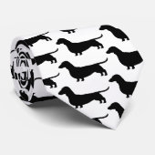 Dachshund Silhouettes Wiener Dogs Black and White Stropdas (Opgerold)