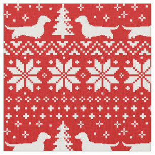 Dachshund Silhouettes Wiener Dogs Kerstrood Stof