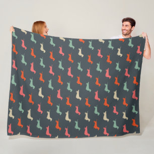 Dachshund Silhouettes Wiener Hondenliefhebber Fleece Deken