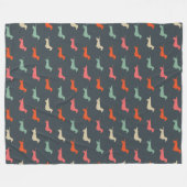 Dachshund Silhouettes Wiener Hondenliefhebber Fleece Deken (Voorkant (Horizontaal))