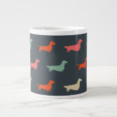Dachshund Silhouettes Wiener Hondenliefhebber Grote Koffiekop (Voorkant)