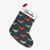 Dachshund Silhouettes Wiener Hondenliefhebber Kleine Kerstsok (Voorkant (Hangend))