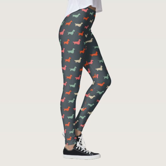 Dachshund Silhouettes Wiener Hondenliefhebber Leggings (Rechts)