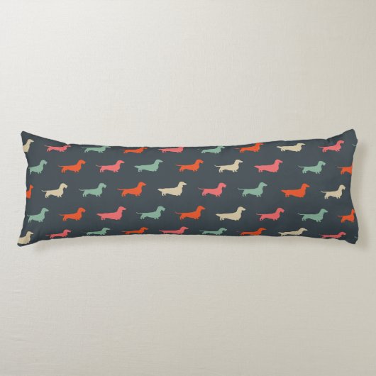 Dachshund Silhouettes Wiener Hondenliefhebber Lichaamskussen (Voorkant)