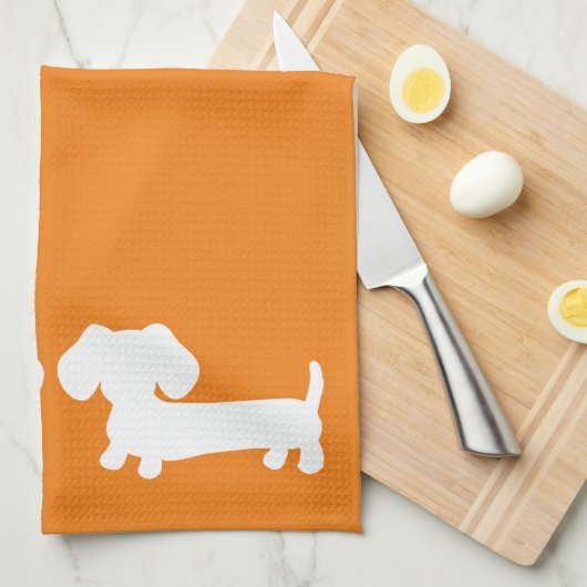 Dachshund Sinaasappel Dish Handdoek voor Wiener Ho (Quarter Fold)