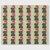 Dachshund Sinterklaas in de knoop met kerstverlich Cadeaupapier (Vlak)