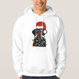 Dachshund Sinterklaas in de knoop met Kerstverlich Hoodie