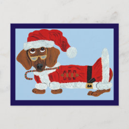 Dachshund Sinterklaas met een Suikerstok  Briefkaart