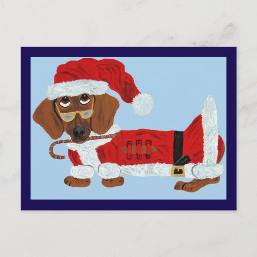 Dachshund Sinterklaas met een Suikerstok Briefkaart (Voorkant)
