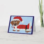 Dachshund Sinterklaas met een Suikerstok Kaart (Voorkant)