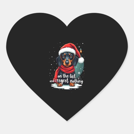 Dachshund Sinterklaas op de Stoute Lijst Dachshund Hart Sticker (Voorkant)
