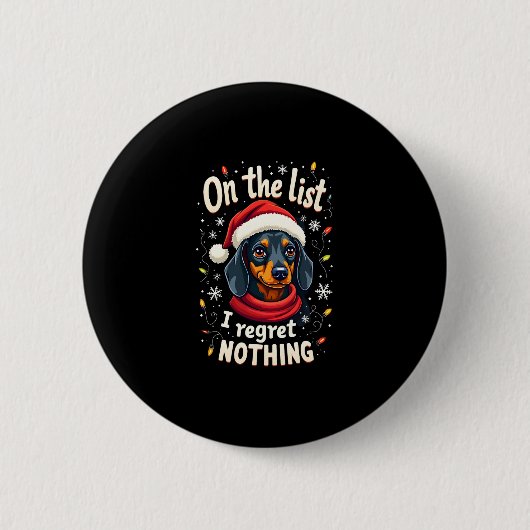 Dachshund Sinterklaas op de Stoute Lijst Dachshund Ronde Button 5,7 Cm (Voorkant)
