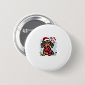 Dachshund Sinterklaas op de stoute lijst Dachshund Ronde Button 5,7 Cm (Voorkant /achterkant)