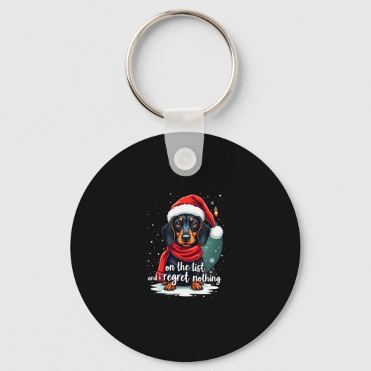 Dachshund Sinterklaas op de stoute lijst Dachshund Sleutelhanger (Voorkant)
