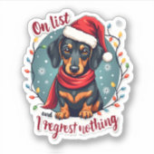 Dachshund Sinterklaas op de stoute lijst Dachshund Sticker (Voorkant)