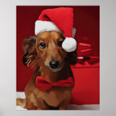 Dachshund Sitting In Front Of A Christmas Gift Poster (Voorkant)