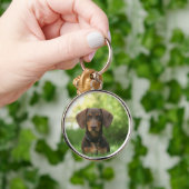 Dachshund Sitting in Grass Sleutelhanger (Hand)