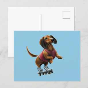 Dachshund Skateboarding Briefkaart