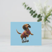 Dachshund Skateboarding Briefkaart (Staand voorkant)