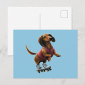Dachshund Skateboarding Briefkaart (Voorkant / Achterkant)
