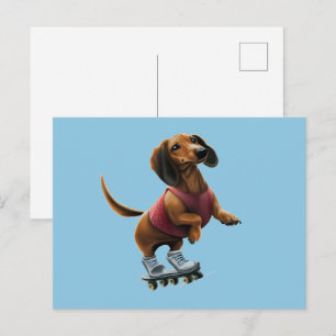 Dachshund Skateboarding Briefkaart