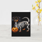 Dachshund Skelet Jack O Lantern Grappige Wiener Do Kaart (Gele Bloem)