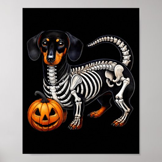 Dachshund Skelet Jack O Lantern Grappige Wiener Do Poster (Voorkant)