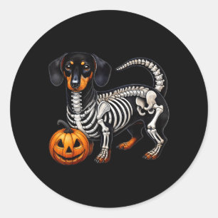 Dachshund Skelet Jack O Lantern Grappige Wiener Do Ronde Sticker