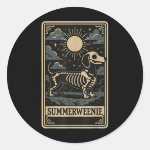 Dachshund Skelet Summerween Honden Kunst Vintage S Ronde Sticker