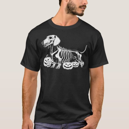 Dachshund Skeleton Birthday Halloween Dog Mens Wom T-shirt (Voorkant)