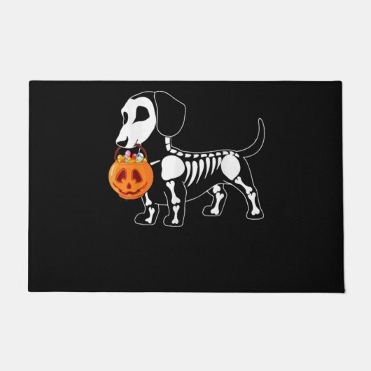 Dachshund Skeleton Halloween Deurmat (Voorkant)