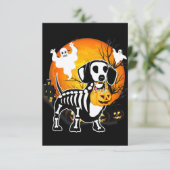 Dachshund Skeleton Halloween Happy Pumpkin Gift Bedankkaart (Staand voorkant)