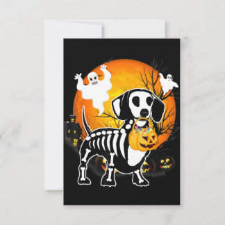 Dachshund Skeleton Halloween Happy Pumpkin Gift Bedankkaart