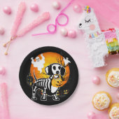 Dachshund Skeleton Halloween Happy Pumpkin Gift Papieren Bordje (Feest)