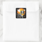 Dachshund Skeleton Halloween Happy Pumpkin Gift Vierkante Sticker (Tas)