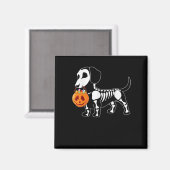 Dachshund Skeleton Halloween Magneet (Voorkant / Achterkant)
