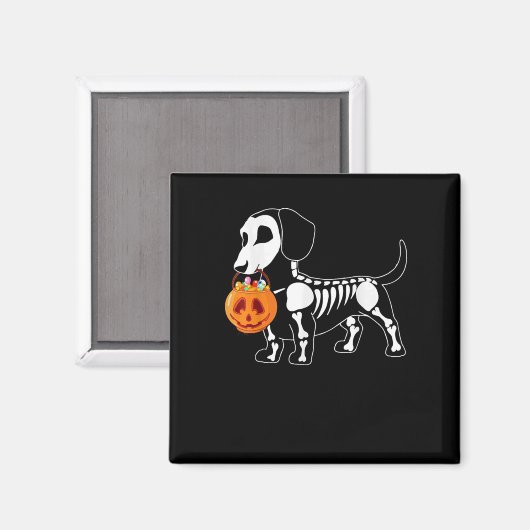 Dachshund Skeleton Halloween Magneet (Voorkant / Achterkant)