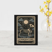Dachshund Skeleton Summerween Dog Art  Styl Kaart (Gele Bloem)