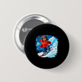 Dachshund-ski ronde button 5,7 cm (Voorkant /achterkant)
