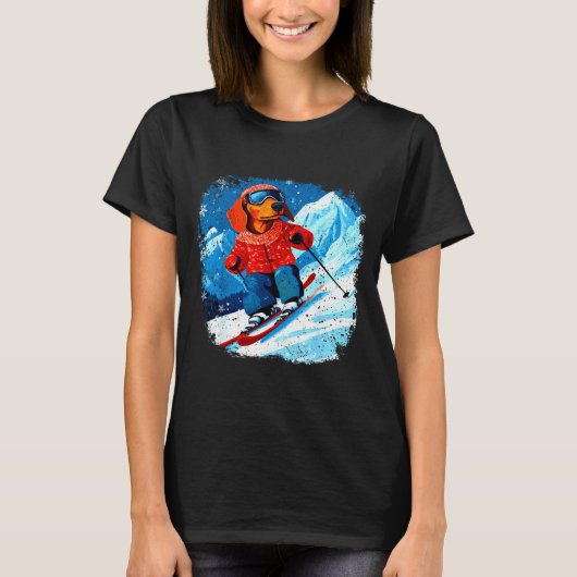 Dachshund ski t-shirt (Voorkant)
