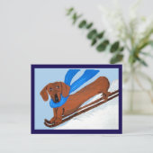 Dachshund Skiën Briefkaart (Staand voorkant)