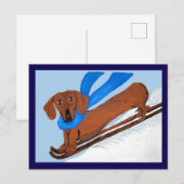 Dachshund Skiën Briefkaart (Voorkant / Achterkant)