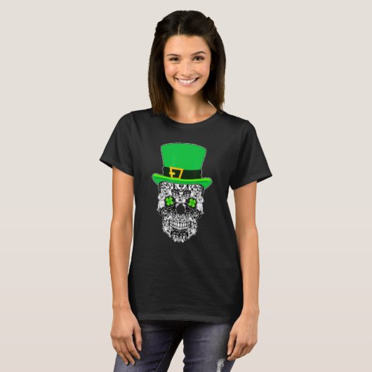 Dachshund Skull Dog St Patricks Day T-shirt (Voorkant volledig)