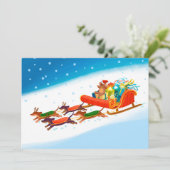 dachshund sled ride feestdagenkaart (Staand voorkant)