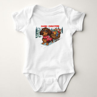 Dachshund slee-rit – Schattige wiener hond kerst Romper